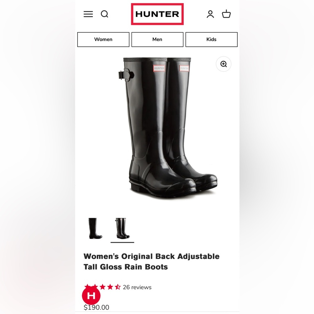 Hunter Original Tall Black Gloss Buckle Rainboots - Picture 11 of 11